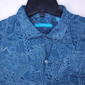 Tori Richard Hawaiian Shirt Mens Medium Blue Paisley AOP